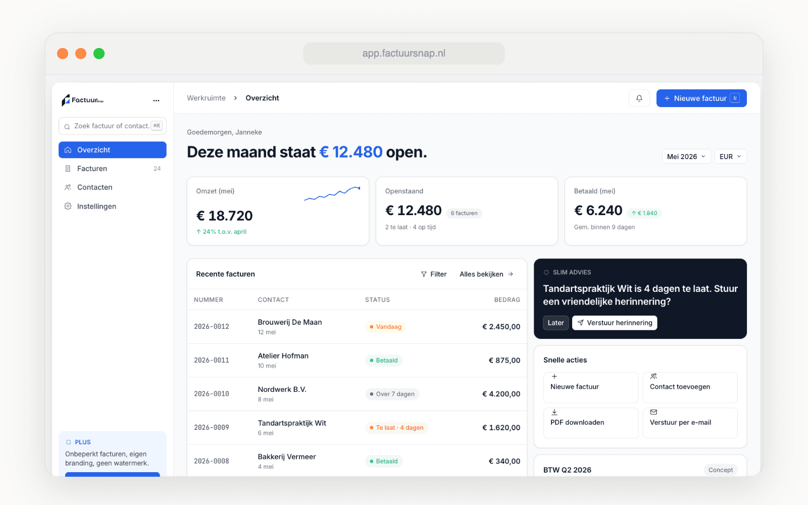 FactuurSnap — Dashboard