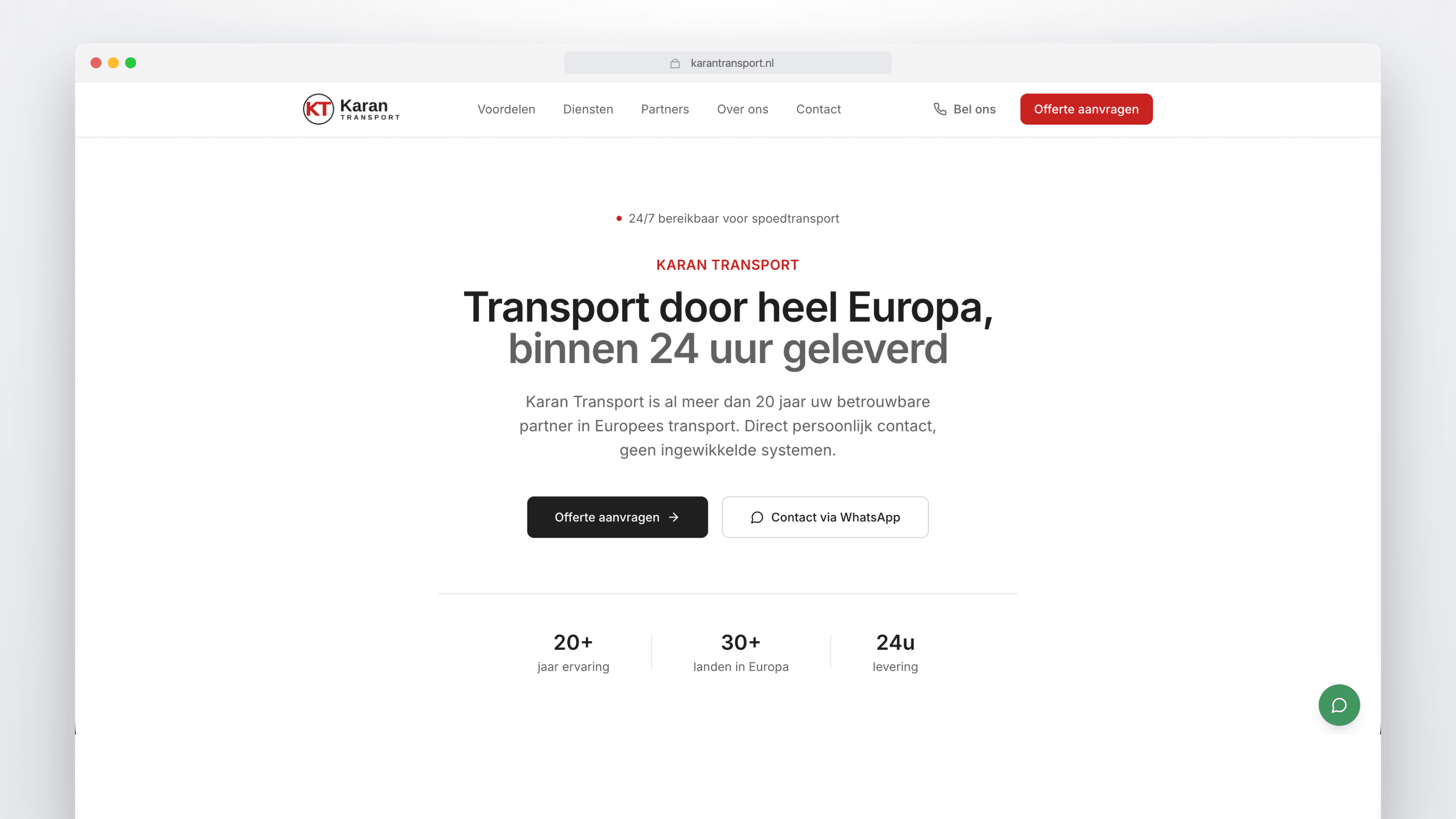 Karan Transport — projectoverzicht